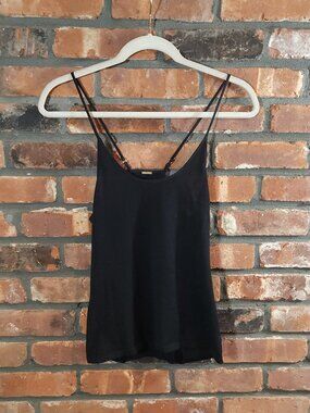 Adam Lippes Black 100% Cashmere Scoop Neck Knit Tank Top Quiet Luxury Women's S